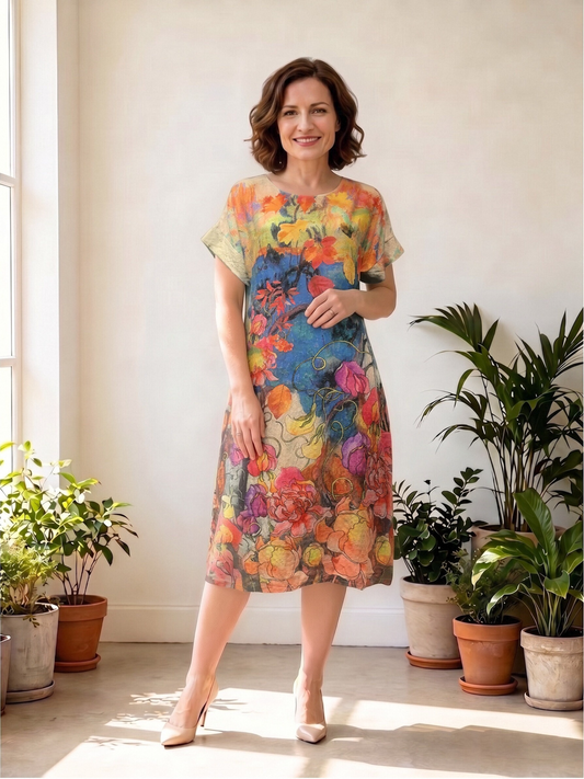 Round Neck Cotton Dress 2612R