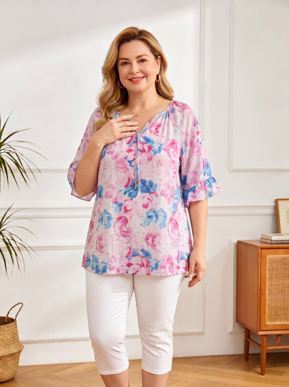 GLAM Cotton Tie Front Top 2653