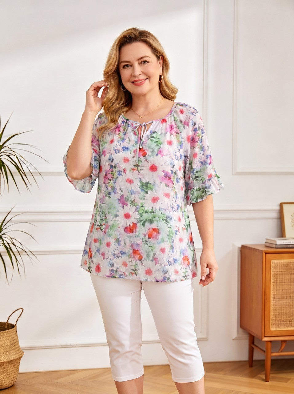 GLAM Cotton Tie Front Top 2653