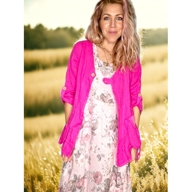 Plain Sequin Pocket Linen Jacket