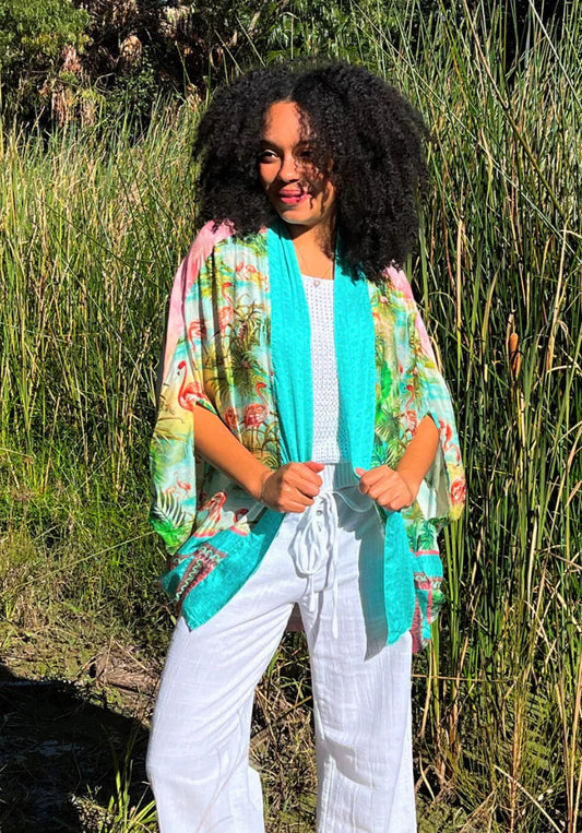 Cienna Flamingo Silk/Viscose Cape