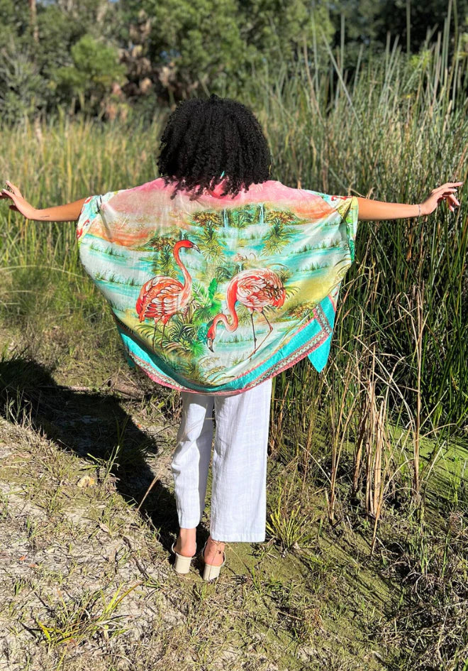 Cienna Flamingo Silk/Viscose Cape
