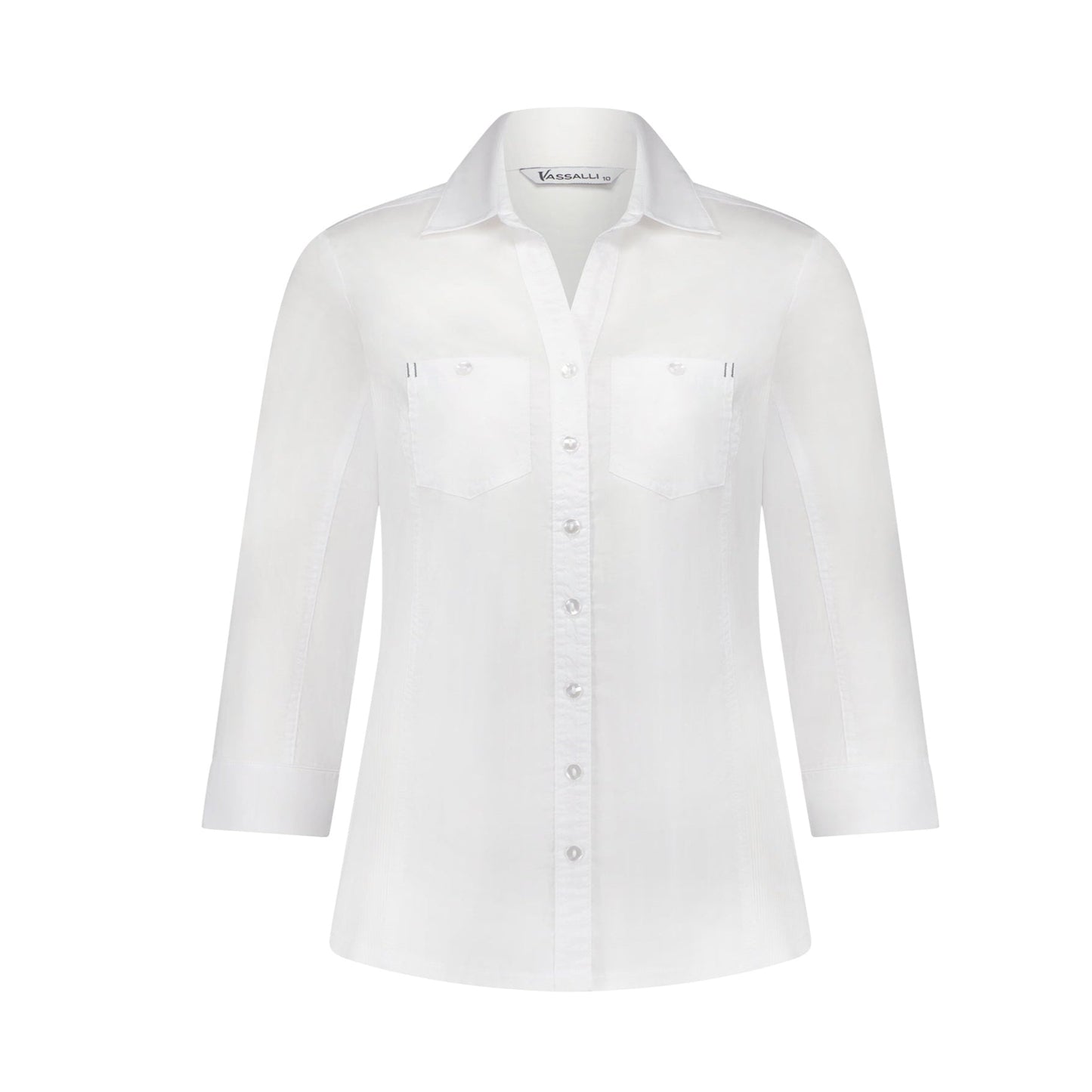 Plain Button Up Shirt w Rib Panels 4032