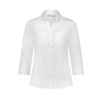 Plain Button Up Shirt w Rib Panels 4032