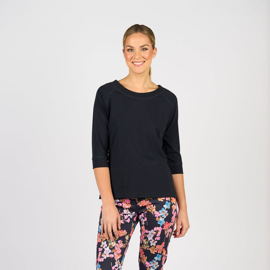 Vassalli 3/4 Sleeve Boat Neck Top 4381