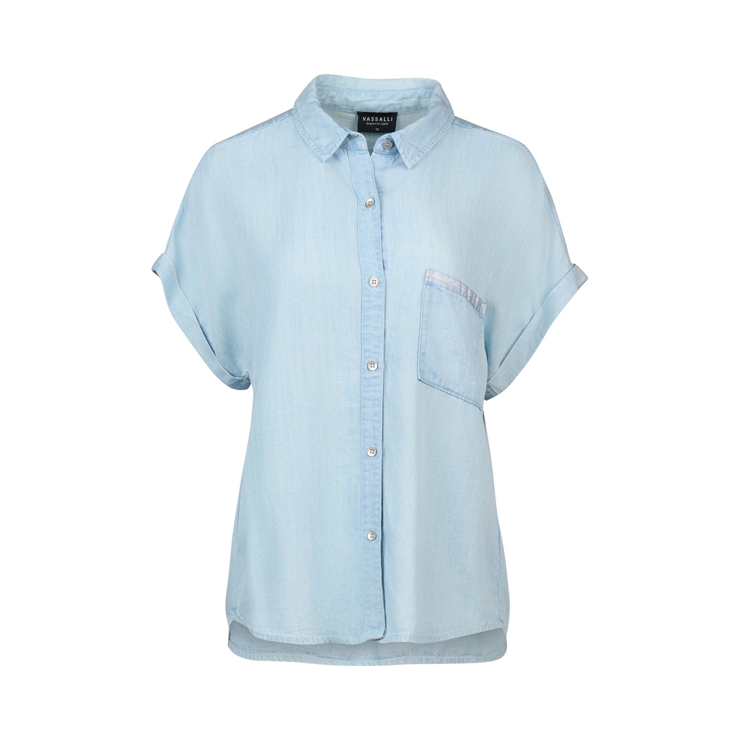 Chambray Drop Shoulder Tencil Shirt 4455