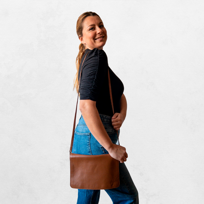 Ciana Tan Crossbody Leather Bag