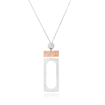 CARRE ROSE GOLD & SILVER NECKLACE