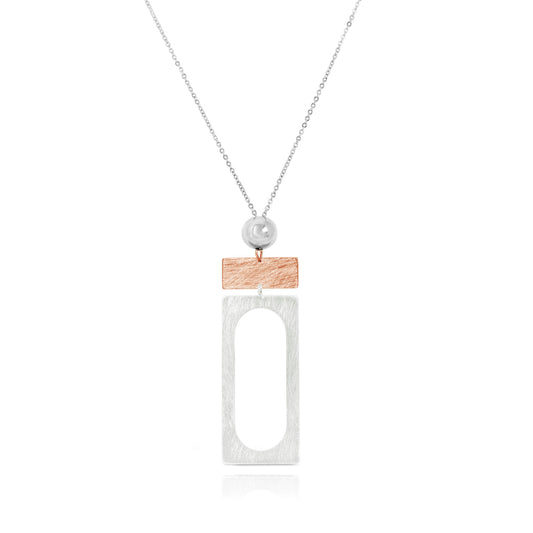 CARRE ROSE GOLD & SILVER NECKLACE
