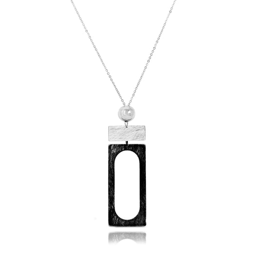 CARRE SILVER & BLACK NECKLACE