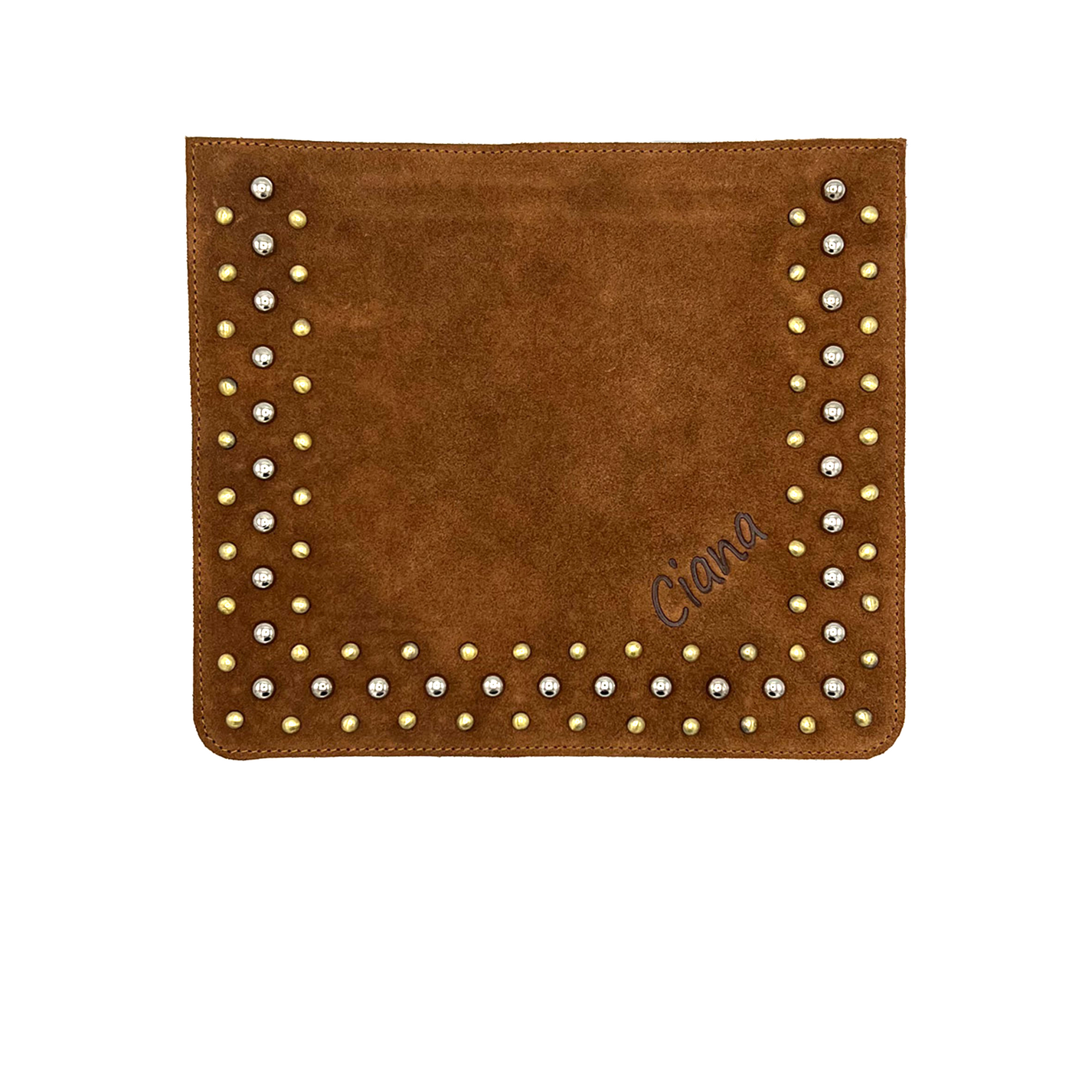 Interchangeable Bag Flap - Rivets Suede Brown
