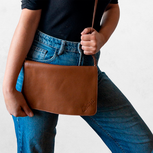 Ciana Tan Crossbody Leather Bag